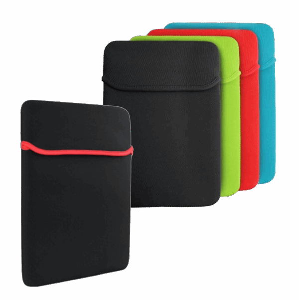 Neoprene laptop sleeves with coloured trim edges in assorted colours