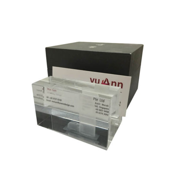 Rectangular crystal namecard holder with upright slot and gift box